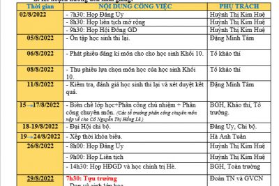 lịch tựu trường năm học 2022-2023